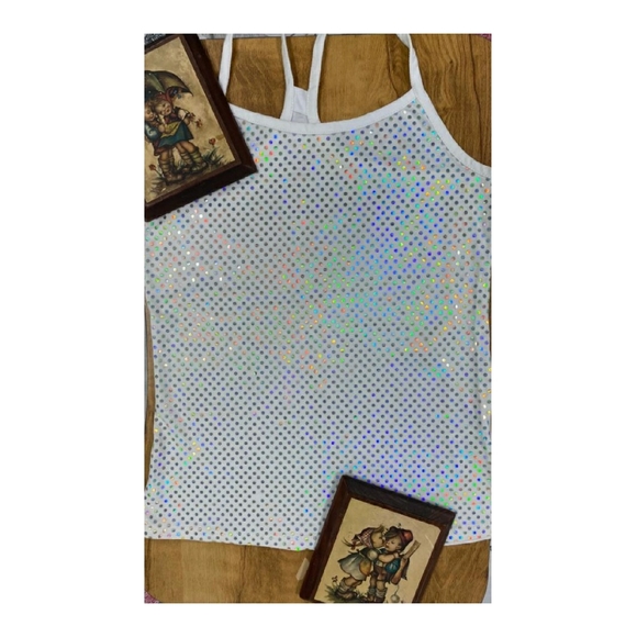WHITE HOLOGRAPHIC TANK TOP